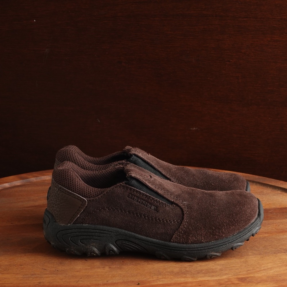 Merrell Shoe Youth SZ 12M Brown Suede Novica Moc Slip On Outdoor Gorpcore Hiking